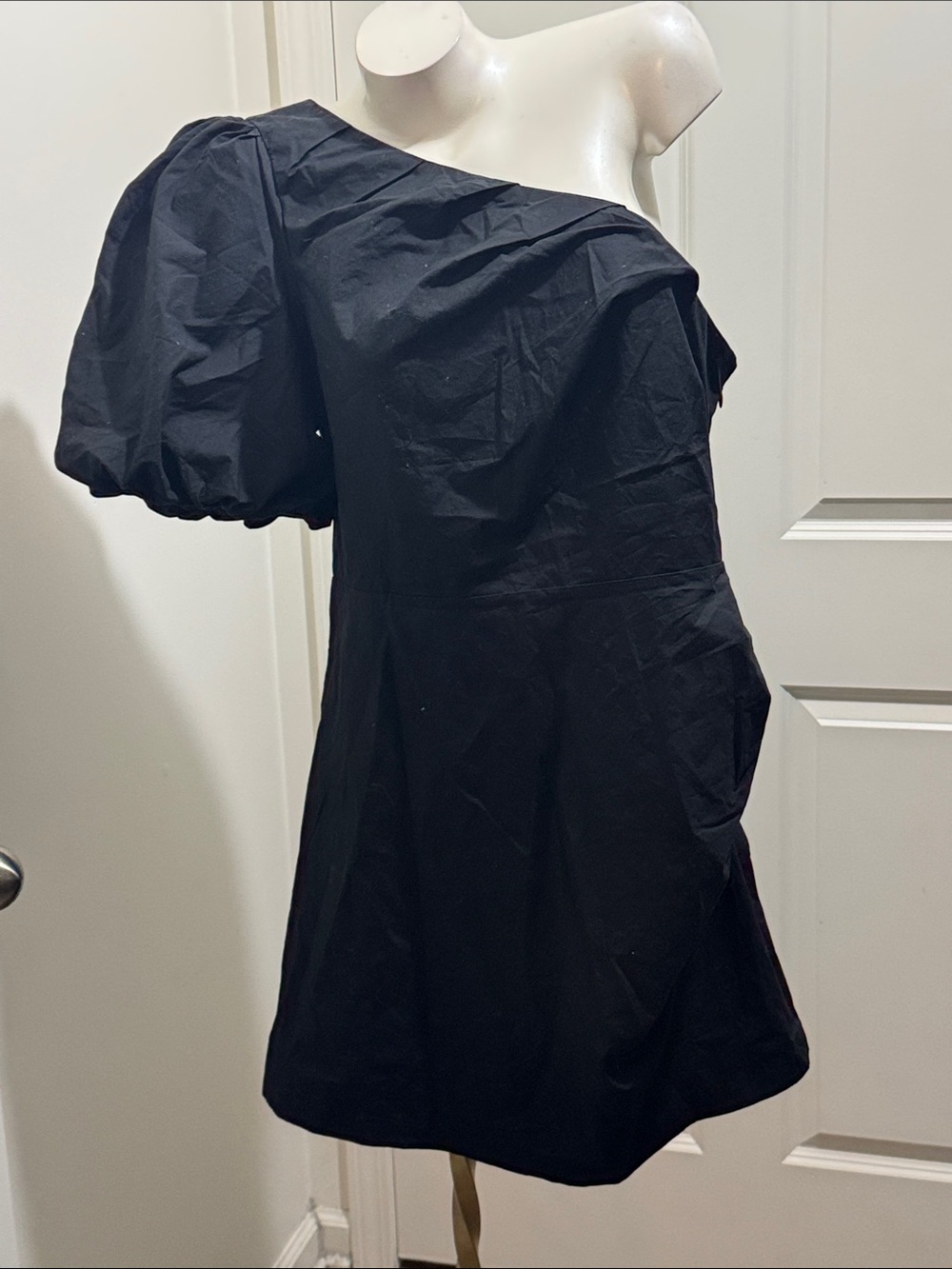 a new day Black One-Shoulder Puff Sleeve Mini Dress